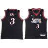 Black Throwback George King Twill Basketball Jersey -76ers #3 King Twill Jerseys, FREE SHIPPING