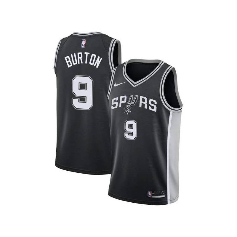 Black Willie Burton Twill Basketball Jersey -Spurs #9 Burton Twill Jerseys, FREE SHIPPING