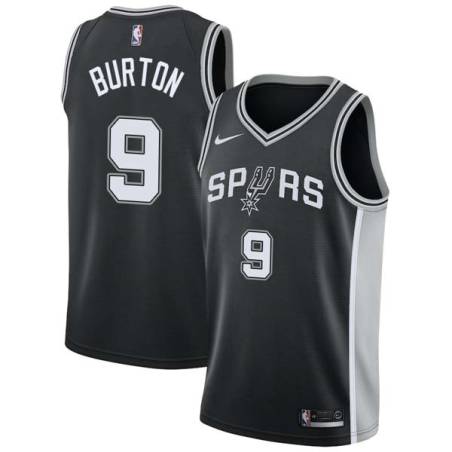 Black Willie Burton Twill Basketball Jersey -Spurs #9 Burton Twill Jerseys, FREE SHIPPING