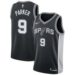 Black Tony Parker Twill Basketball Jersey -Spurs #9 Parker Twill Jerseys, FREE SHIPPING