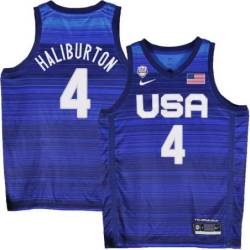 Tyrese Haliburton Basketball World Cup 2023 Team USA #4 Navy Jersey