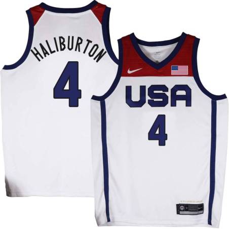 Tyrese Haliburton Basketball World Cup 2023 Team USA #4 White Jersey