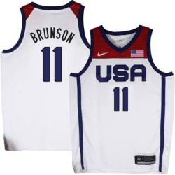 Jalen Brunson Basketball World Cup 2023 Team USA #11 White Jersey
