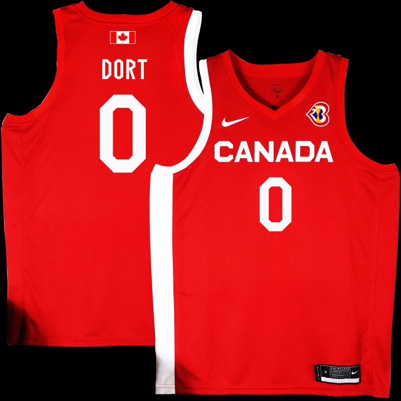 Luguentz Dort Basketball World Cup 2023 Team Canada #0 Red Jersey
