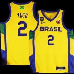 Yago Santos Basketball World Cup 2023 Team Brasil #2 Yellow Jersey