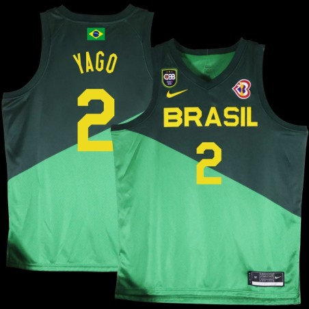 Yago Santos Basketball World Cup 2023 Team Brasil #2 Green Jersey