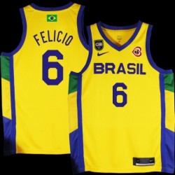 Cristiano Felicio Basketball World Cup 2023 Team Brasil #6 Yellow Jersey
