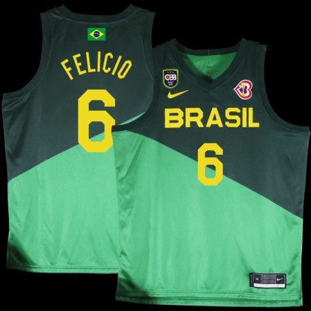 Cristiano Felicio Basketball World Cup 2023 Team Brasil #6 Green Jersey