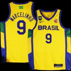Marcelinho Huertas Basketball World Cup 2023 Team Brasil #9 Yellow Jersey