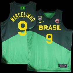 Marcelinho Huertas Basketball World Cup 2023 Team Brasil #9 Green Jersey