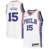 White Don Savage Twill Basketball Jersey -76ers #15 Savage Twill Jerseys, FREE SHIPPING