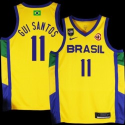Gui Santos Basketball World Cup 2023 Team Brasil #11 Yellow Jersey