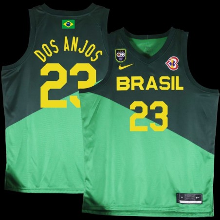 Felipe Dos Anjos Basketball World Cup 2023 Team Brasil #23 Green Jersey