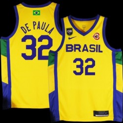 Georginho De Paula Basketball World Cup 2023 Team Brasil #32 Yellow Jersey