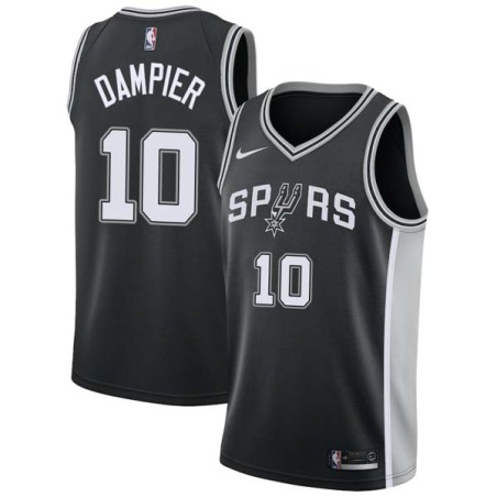 Black Louie Dampier Twill Basketball Jersey -Spurs #10 Dampier Twill Jerseys, FREE SHIPPING