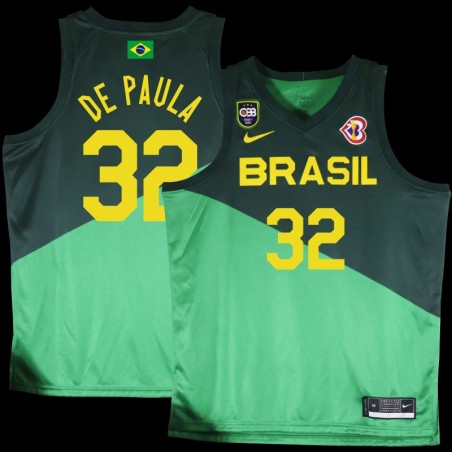 Georginho De Paula Basketball World Cup 2023 Team Brasil #32 Green Jersey