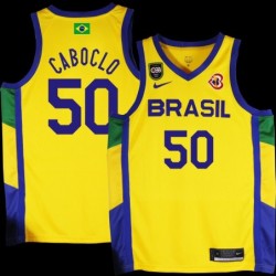 Bruno Caboclo Basketball World Cup 2023 Team Brasil #50 Yellow Jersey