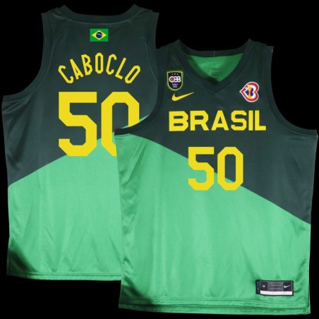Bruno Caboclo Basketball World Cup 2023 Team Brasil #50 Green Jersey