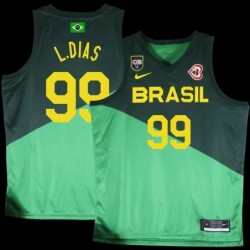 Lucas Dias Basketball World Cup 2023 Team Brasil #99 Green Jersey