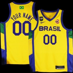 Custom Basketball World Cup 2023 Team Brasil #00 Yellow Jersey