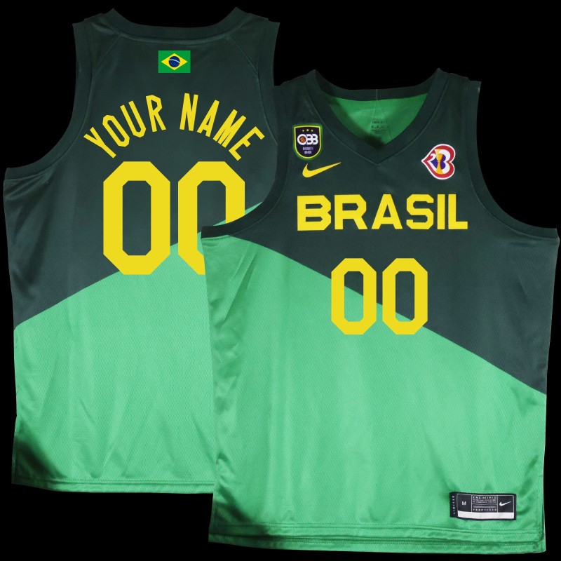 Custom Basketball World Cup 2023 Team Brasil #00 Green Jersey