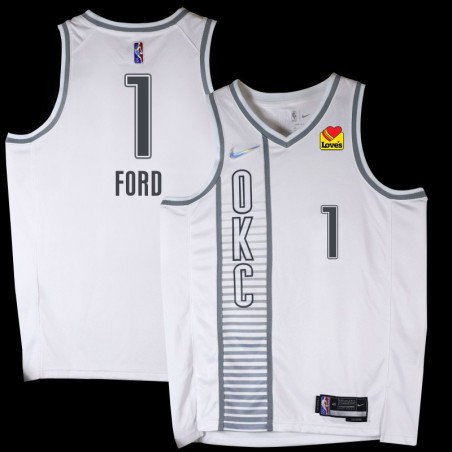 Thunder #1 Sherell Ford 2021-22City White Jersey with Love's sponsor patch