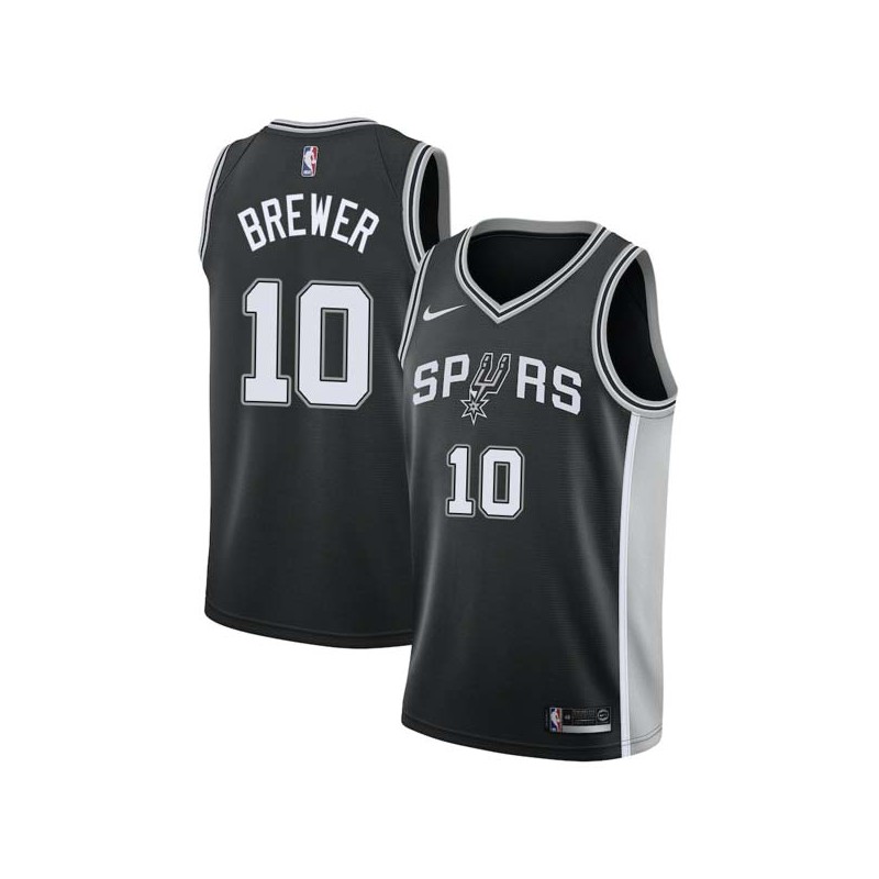 Black Ron Brewer Twill Basketball Jersey -Spurs #10 Brewer Twill Jerseys, FREE SHIPPING