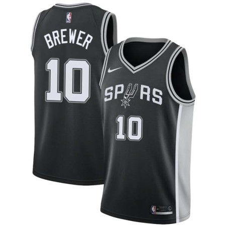 Black Ron Brewer Twill Basketball Jersey -Spurs #10 Brewer Twill Jerseys, FREE SHIPPING