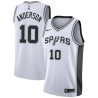 White Michael Anderson Twill Basketball Jersey -Spurs #10 Anderson Twill Jerseys, FREE SHIPPING