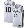 White Dennis Rodman Twill Basketball Jersey -Spurs #10 Rodman Twill Jerseys, FREE SHIPPING