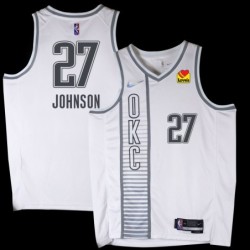 Thunder #27 John Johnson 2021-22City White Jersey with Love's sponsor patch