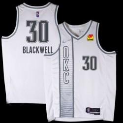 Thunder #30 Cory Blackwell 2021-22City White Jersey with Love's sponsor patch