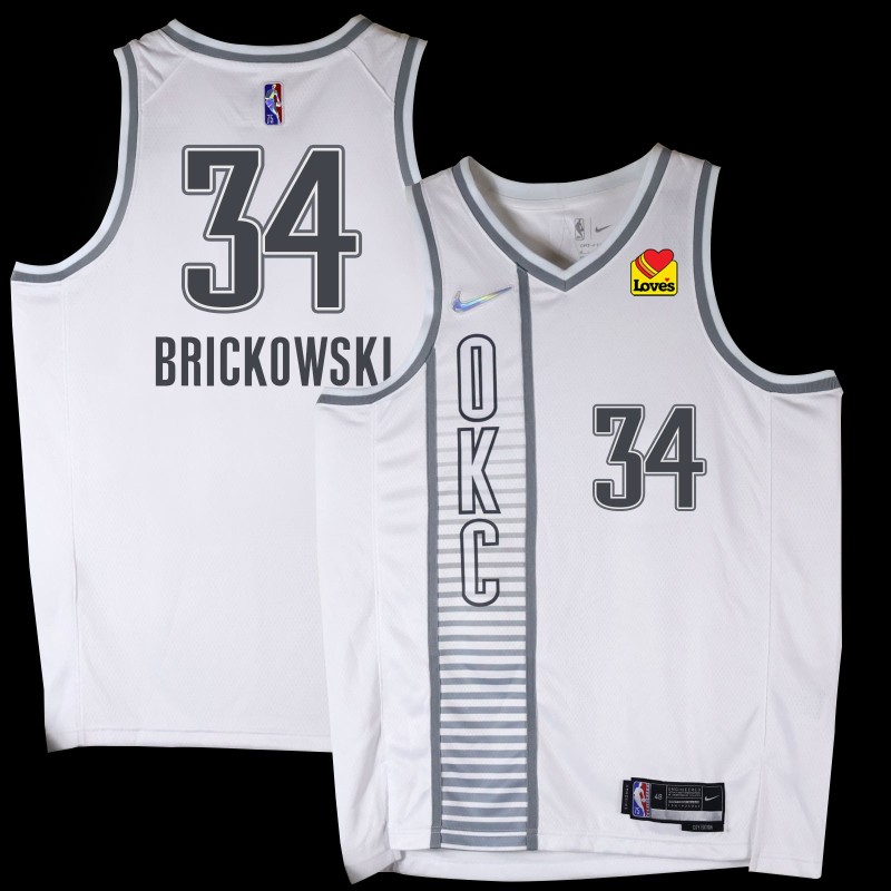 Thunder #34 Frank Brickowski 2021-22City White Jersey with Love's sponsor patch