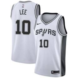 White David Lee Twill Basketball Jersey -Spurs #10 Lee Twill Jerseys, FREE SHIPPING