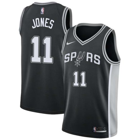 Black Nick Jones Twill Basketball Jersey -Spurs #11 Jones Twill Jerseys, FREE SHIPPING