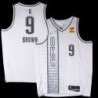 Thunder #9 Moses Brown 2021-22City White Jersey with Love's sponsor patch