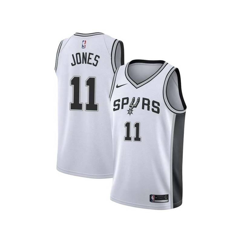 White Anthony Jones Twill Basketball Jersey -Spurs #11 Jones Twill Jerseys, FREE SHIPPING