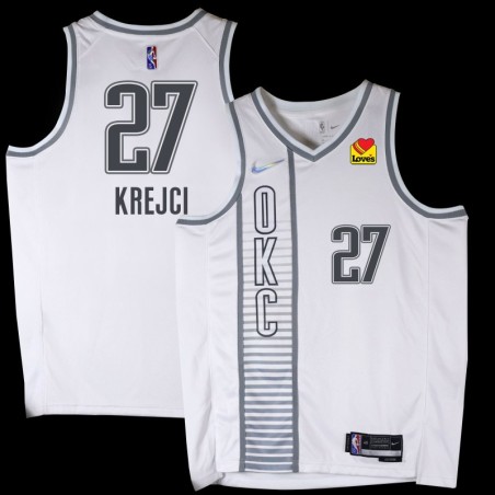 Thunder #27 Vit Krejci 2021-22City White Jersey with Love's sponsor patch