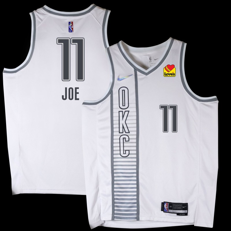 Thunder #11 Isaiah Joe 2021-22City White Jersey with Love's sponsor patch