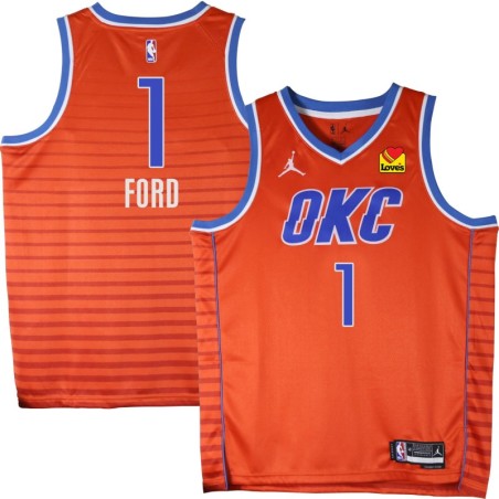 Thunder #1 Sherell Ford Orange Jersey with Love's sponsor patch