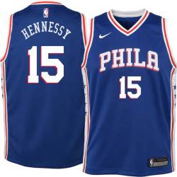 Blue Larry Hennessy Twill Basketball Jersey -76ers #15 Hennessy Twill Jerseys, FREE SHIPPING