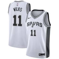 White Mike Wilks Twill Basketball Jersey -Spurs #11 Wilks Twill Jerseys, FREE SHIPPING