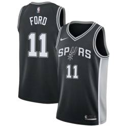 Black T.J. Ford Twill Basketball Jersey -Spurs #11 Ford Twill Jerseys, FREE SHIPPING