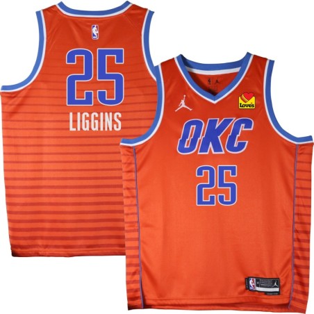 Thunder #25 DeAndre Liggins Orange Jersey with Love's sponsor patch