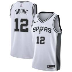 White Ron Boone Twill Basketball Jersey -Spurs #12 Boone Twill Jerseys, FREE SHIPPING