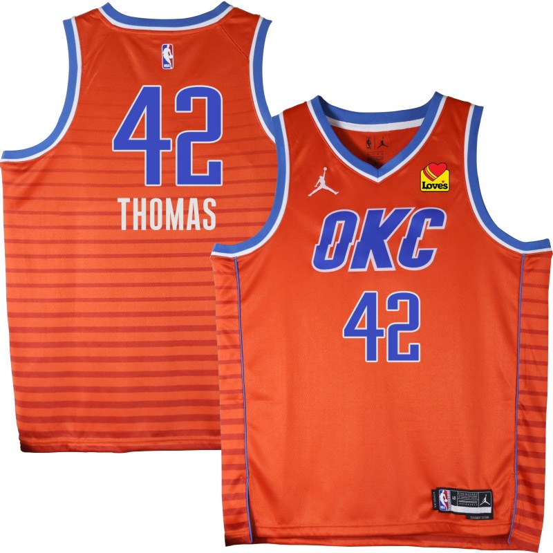 Thunder #42 Lance Thomas Orange Jersey with Love's sponsor patch