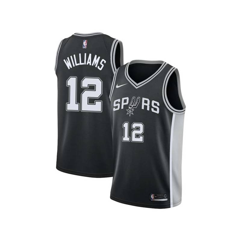 Black Kevin Williams Twill Basketball Jersey -Spurs #12 Williams Twill Jerseys, FREE SHIPPING