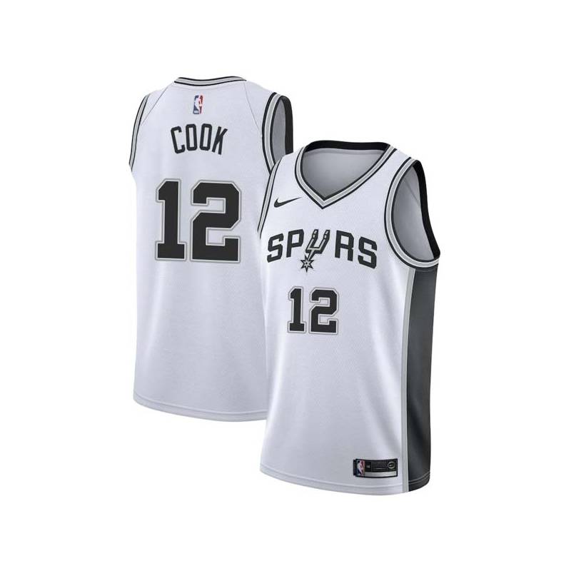 White Darwin Cook Twill Basketball Jersey -Spurs #12 Cook Twill Jerseys, FREE SHIPPING