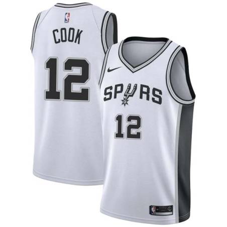 White Darwin Cook Twill Basketball Jersey -Spurs #12 Cook Twill Jerseys, FREE SHIPPING