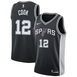 Black Darwin Cook Twill Basketball Jersey -Spurs #12 Cook Twill Jerseys, FREE SHIPPING